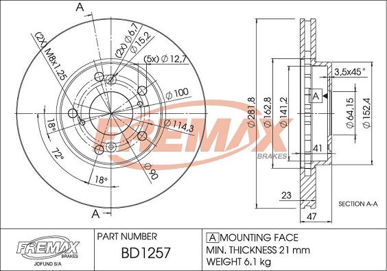 FREMAX BD-1257 - Disque de frein cwaw.fr