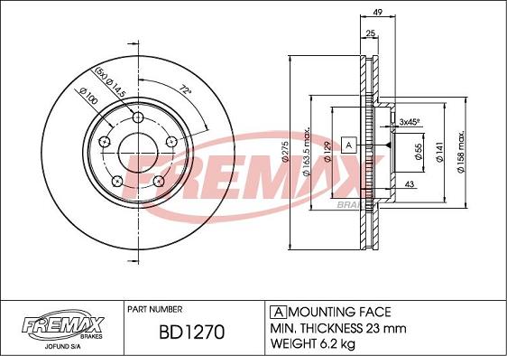 FREMAX BD-1270 - Disque de frein cwaw.fr