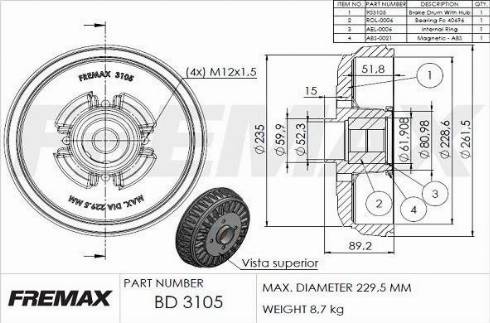 FREMAX BD-3105-KT - Tambour de frein cwaw.fr