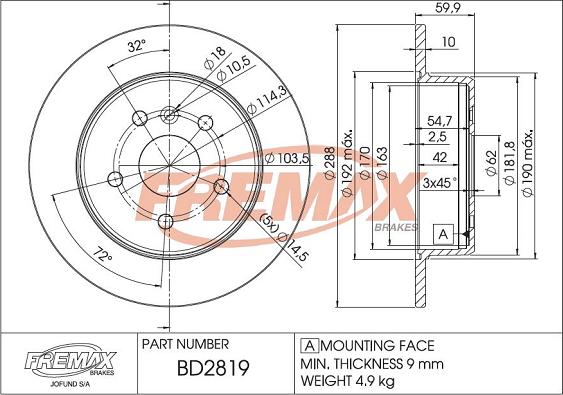 FREMAX BD-2819 - Disque de frein cwaw.fr