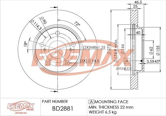 FREMAX BD-2881 - Disque de frein cwaw.fr