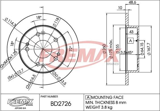 FREMAX BD-2726 - Disque de frein cwaw.fr