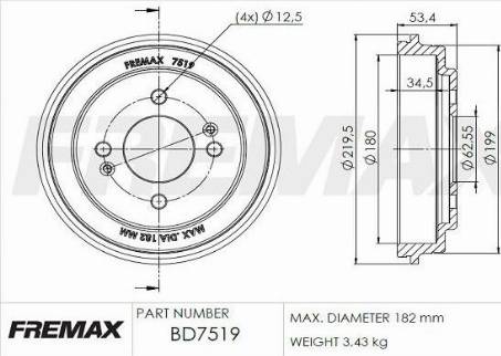 FREMAX BD-7519 - Tambour de frein cwaw.fr