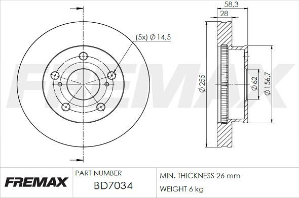 FREMAX BD-7034 - Disque de frein cwaw.fr