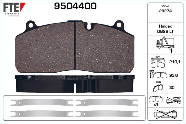 FTE 9504400 - Kit de plaquettes de frein, frein à disque cwaw.fr