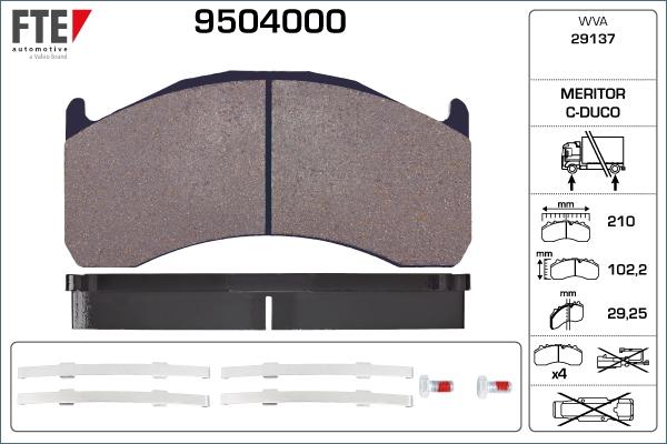 FTE 9504000 - Kit de plaquettes de frein, frein à disque cwaw.fr