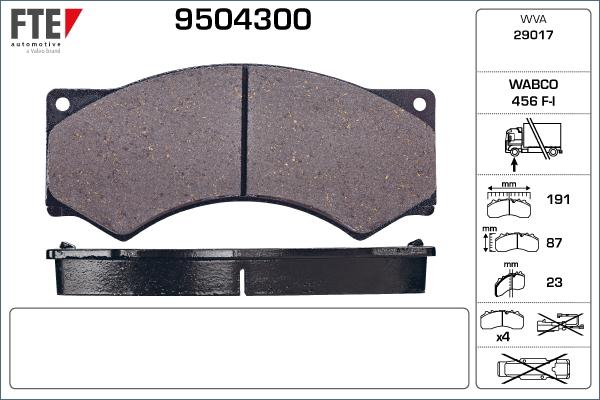 FTE 9504300 - Kit de plaquettes de frein, frein à disque cwaw.fr