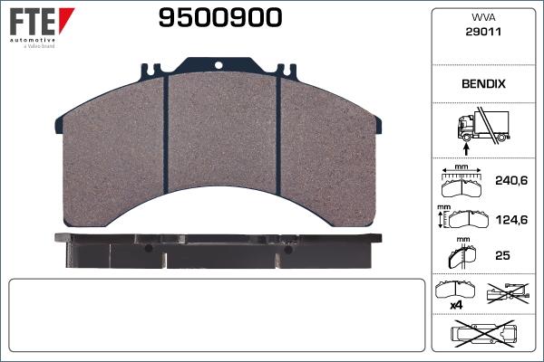 FTE 9500900 - Kit de plaquettes de frein, frein à disque cwaw.fr