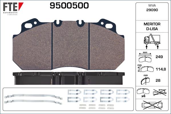 FTE 9500500 - Kit de plaquettes de frein, frein à disque cwaw.fr