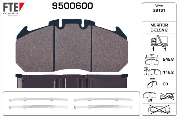 FTE 9500600 - Kit de plaquettes de frein, frein à disque cwaw.fr