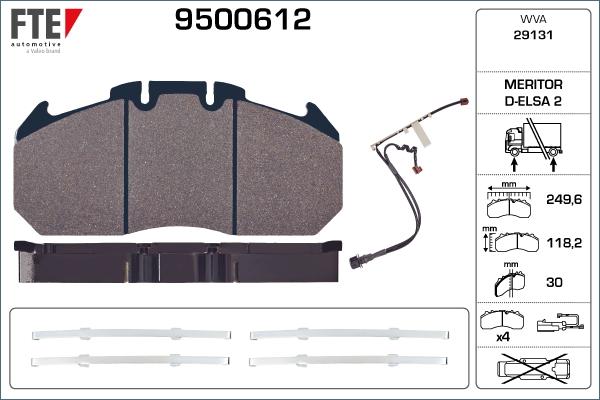 FTE 9500612 - Kit de plaquettes de frein, frein à disque cwaw.fr