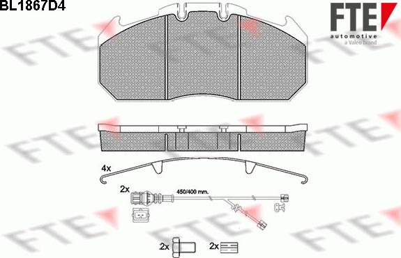 FTE 9500055 - Kit de plaquettes de frein, frein à disque cwaw.fr