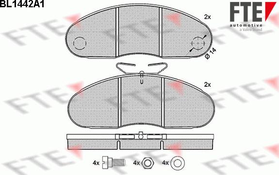 FTE 9500014 - Kit de plaquettes de frein, frein à disque cwaw.fr