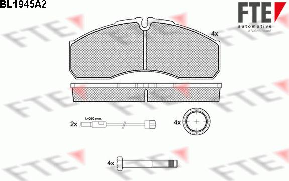 FTE 9500012 - Kit de plaquettes de frein, frein à disque cwaw.fr