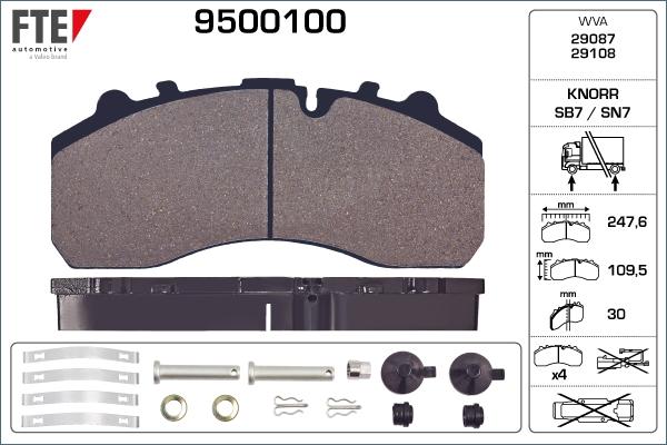 FTE 9500100 - Kit de plaquettes de frein, frein à disque cwaw.fr