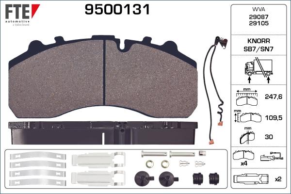 FTE 9500131 - Kit de plaquettes de frein, frein à disque cwaw.fr