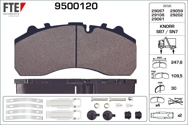 FTE 9500120 - Kit de plaquettes de frein, frein à disque cwaw.fr