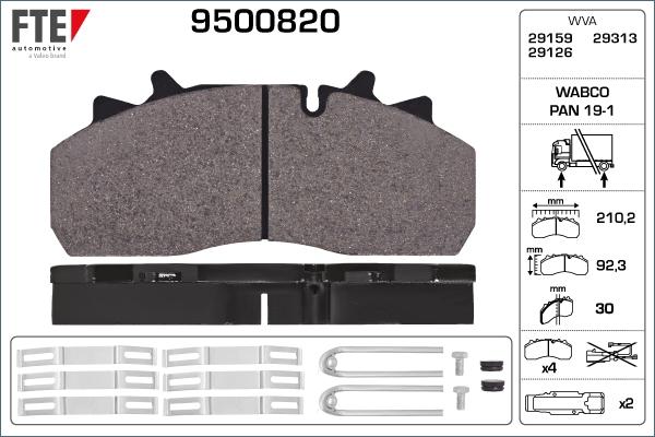 FTE 9500820 - Kit de plaquettes de frein, frein à disque cwaw.fr