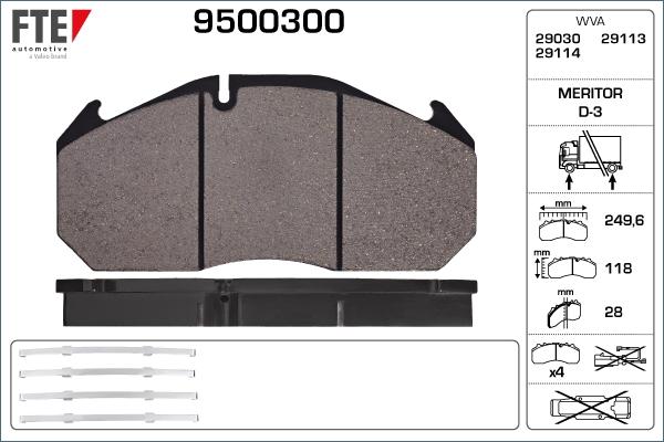 FTE 9500300 - Kit de plaquettes de frein, frein à disque cwaw.fr