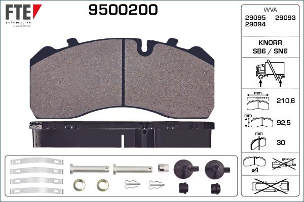 FTE 9500200 - Kit de plaquettes de frein, frein à disque cwaw.fr