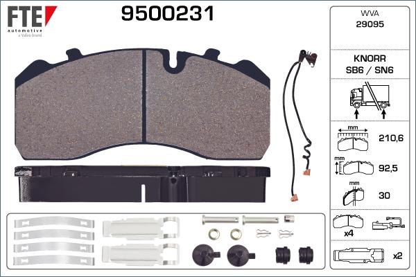 FTE 9500231 - Kit de plaquettes de frein, frein à disque cwaw.fr