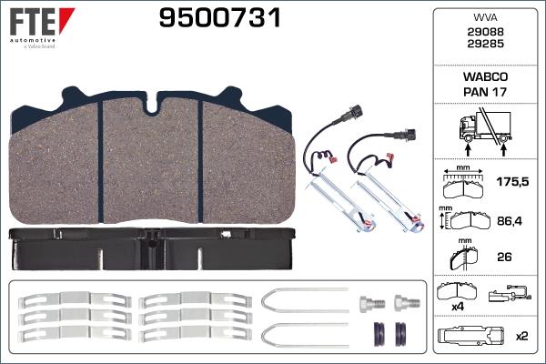 FTE 9500731 - Kit de plaquettes de frein, frein à disque cwaw.fr