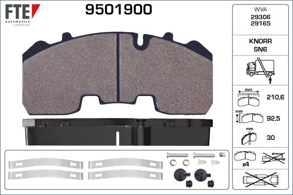 FTE 9501900 - Kit de plaquettes de frein, frein à disque cwaw.fr