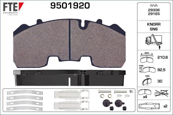 FTE 9501920 - Kit de plaquettes de frein, frein à disque cwaw.fr