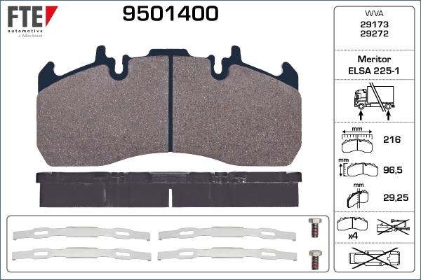 FTE 9501400 - Kit de plaquettes de frein, frein à disque cwaw.fr