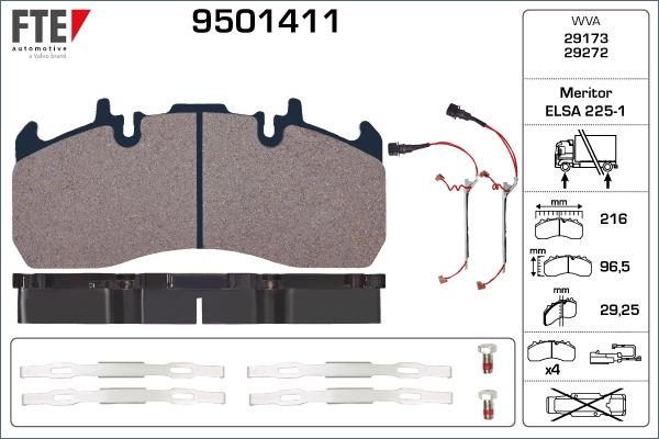 FTE 9501411 - Kit de plaquettes de frein, frein à disque cwaw.fr