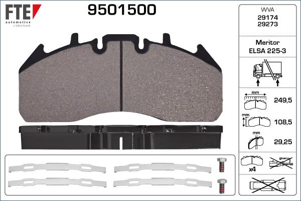 FTE 9501500 - Kit de plaquettes de frein, frein à disque cwaw.fr