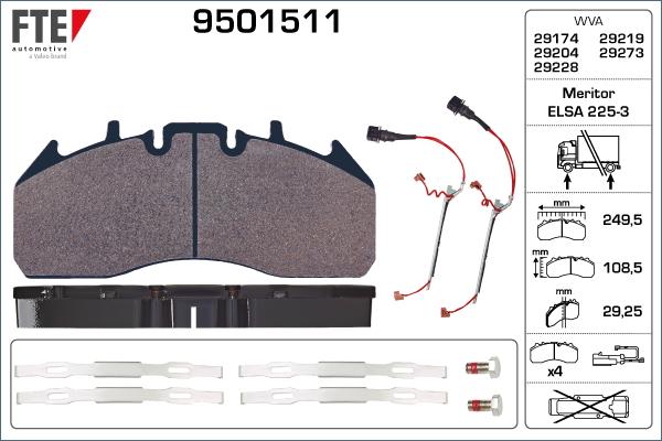 FTE 9501511 - Kit de plaquettes de frein, frein à disque cwaw.fr