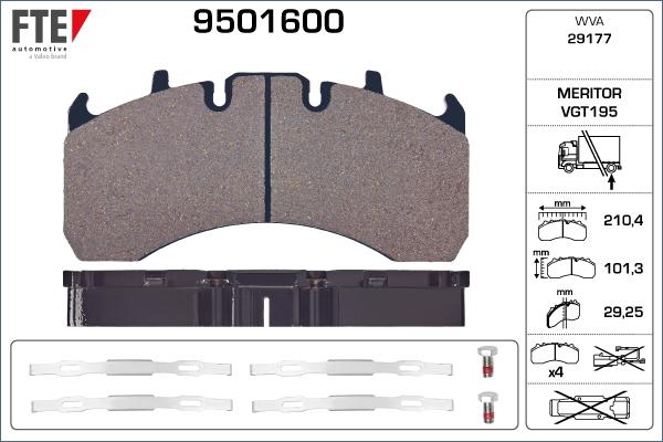 FTE 9501600 - Kit de plaquettes de frein, frein à disque cwaw.fr