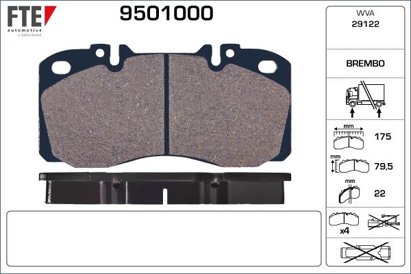 FTE 9501000 - Kit de plaquettes de frein, frein à disque cwaw.fr