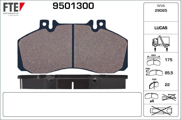 FTE 9501300 - Kit de plaquettes de frein, frein à disque cwaw.fr