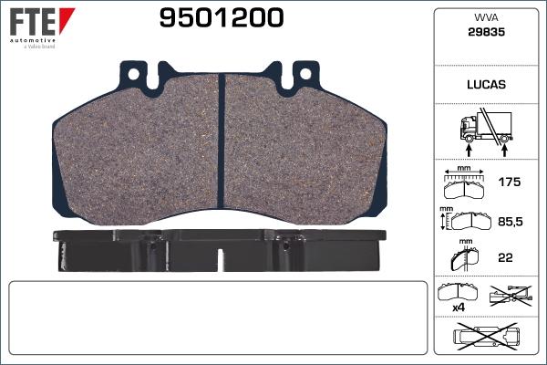 FTE 9501200 - Kit de plaquettes de frein, frein à disque cwaw.fr