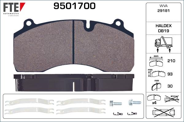 FTE 9501700 - Kit de plaquettes de frein, frein à disque cwaw.fr