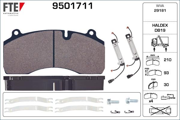 FTE 9501711 - Kit de plaquettes de frein, frein à disque cwaw.fr