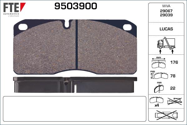 FTE 9503900 - Kit de plaquettes de frein, frein à disque cwaw.fr