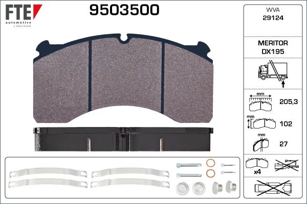 FTE 9503500 - Kit de plaquettes de frein, frein à disque cwaw.fr