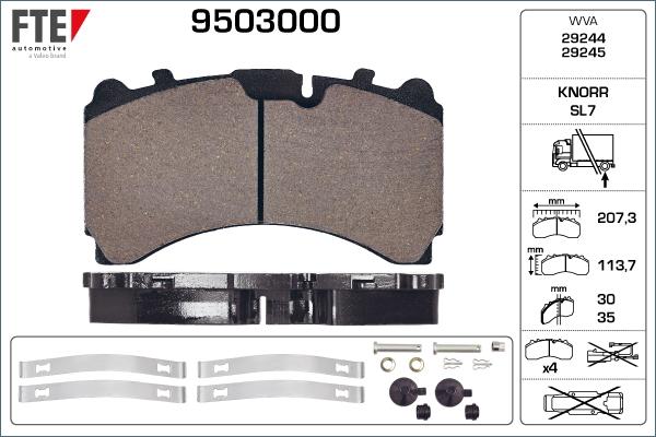 FTE 9503000 - Kit de plaquettes de frein, frein à disque cwaw.fr