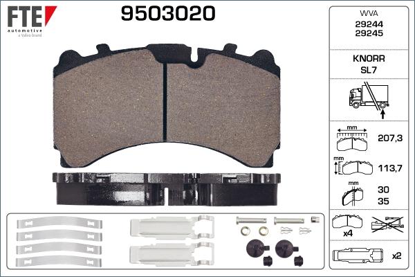 FTE 9503020 - Kit de plaquettes de frein, frein à disque cwaw.fr