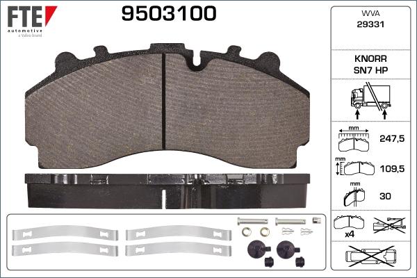 FTE 9503100 - Kit de plaquettes de frein, frein à disque cwaw.fr