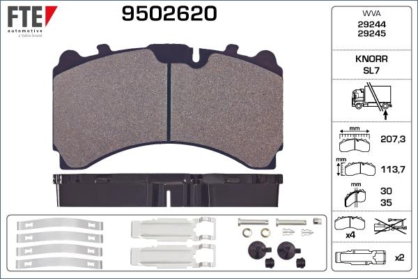 FTE 9502620 - Kit de plaquettes de frein, frein à disque cwaw.fr