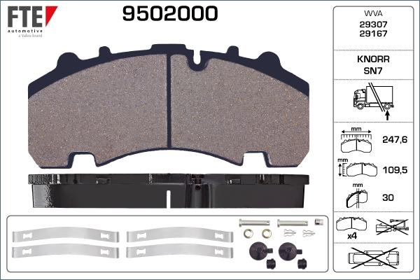 FTE 9502000 - Kit de plaquettes de frein, frein à disque cwaw.fr