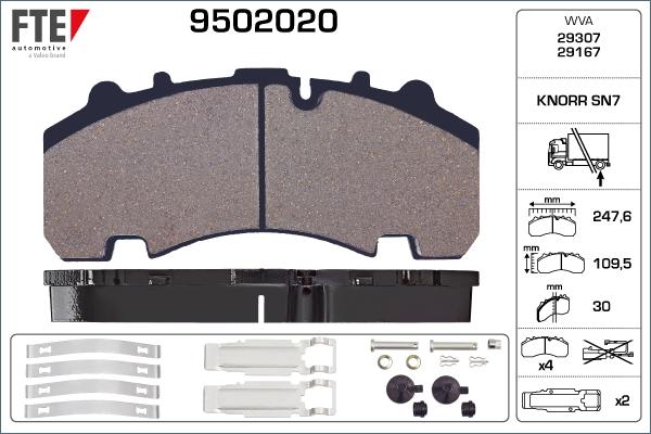 FTE 9502020 - Kit de plaquettes de frein, frein à disque cwaw.fr