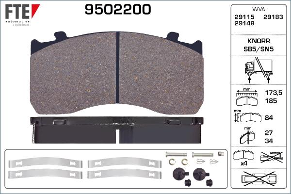 FTE 9502200 - Kit de plaquettes de frein, frein à disque cwaw.fr