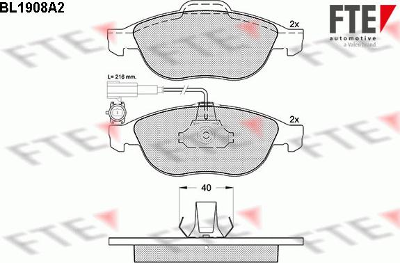 FTE BL1908A2 - Kit de plaquettes de frein, frein à disque cwaw.fr