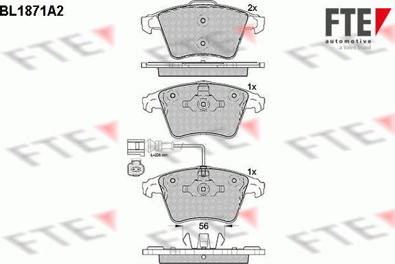 FTE BL1871A2 - Kit de plaquettes de frein, frein à disque cwaw.fr