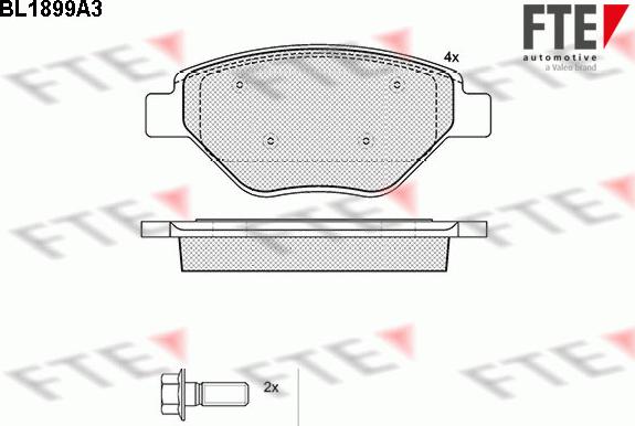 FTE BL1899A3 - Kit de plaquettes de frein, frein à disque cwaw.fr